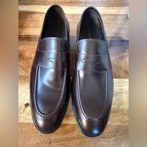 Canali Dark Brown Leather Slip-On Loafers UK 43.5